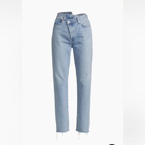 Agolde Criss Cross HighRise Distressed StraightLeg Jeans